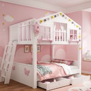 מיטת קומותיים - S001 - עץ מלא